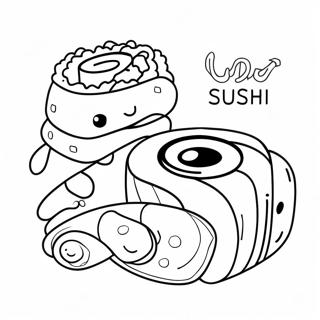 Carino Sushi Roll Disegno Da Colorare 40637-8875