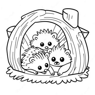 Famiglia Di Ricci In Una Tana Accogliente Da Colorare 41180-9009