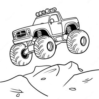 Disegno Da Colorare Di Monster Truck Che Salta Sopra Ostacoli 4287-2574