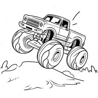 Disegno Da Colorare Di Monster Truck Che Salta Sopra Ostacoli 4287-2575