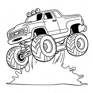 Disegno Da Colorare Di Monster Truck Che Salta Sopra Ostacoli 4287-2576