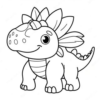 Pagina Da Colorare Di Uno Stegosauro Carino Con Fiori 43294-9465