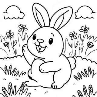 Coniglio Felice In Un Campo Soleggiato Da Colorare 4380 997