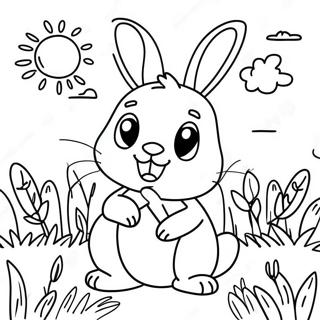Coniglio Felice In Un Campo Soleggiato Da Colorare 4380 999