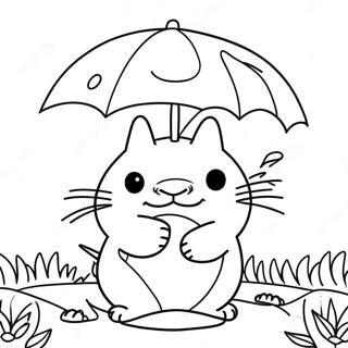 Pagina Da Colorare Di Un Totoro Carino Con Ombrello 43811-9574