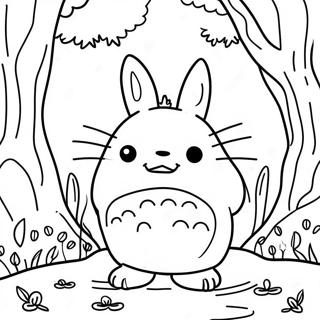 Pagina Da Colorare Di Un Totoro Felice Nel Bosco 43812-9577