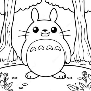 Pagina Da Colorare Di Un Totoro Felice Nel Bosco 43812-9578