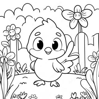 Felice Uccellino Tweety In Un Giardino Fiorito Da Colorare 44794-9800