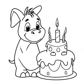 Eeyore Con Una Torta Di Compleanno Da Colorare 47373 10361