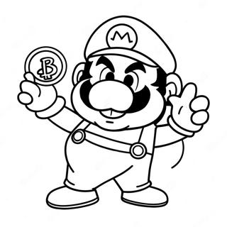 Wario Che Tiene Una Moneta Doro Pagina Da Colorare 50167-10973