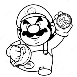 Wario Che Tiene Una Moneta Doro Pagina Da Colorare 50167-10974