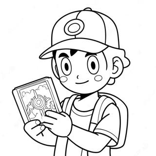 Pagina Da Colorare Di Ash Ketchum Con Il Suo Pokedex 53301-11657