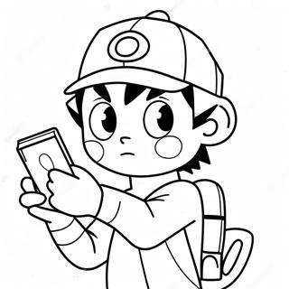 Pagina Da Colorare Di Ash Ketchum Con Il Suo Pokedex 53301-11658