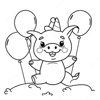 Pagina Da Colorare Del Maialino Felice Con Palloncini 55345 12115