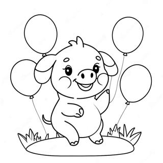 Pagina Da Colorare Del Maialino Felice Con Palloncini 55345 12116