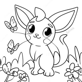 Espeon Che Gioca Con Le Farfalle Da Colorare 55635-12186