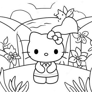 Hello Kitty In Un Giardino Di Fiori Da Colorare 562-895