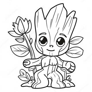 Pagina Da Colorare Di Groot Con Fiori 57654 12615