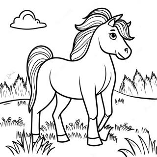 Pagina Da Colorare Di Un Forte Stallone Nel Prato 59299 13002