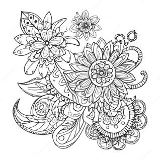 Pagina Da Colorare Di Un Fiore Fantasioso In Stile Zentangle 61957-13649