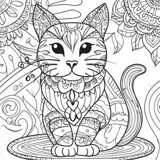 Pagina Da Colorare Di Un Gatto Giocoso In Stile Zentangle 61959-13657