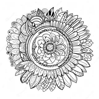 Mandala Di Piume Boho Da Colorare 62698-13849