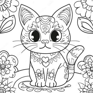 Pagina Da Colorare Di Gatto Fantasioso Del Giorno Dei Morti 65998-14443