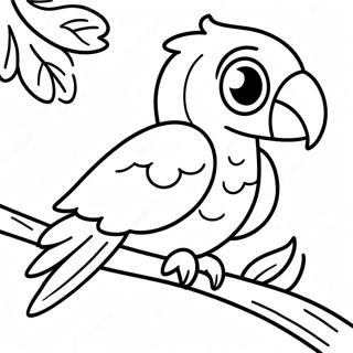 Pagina Da Colorare Di Un Pappagallo Colorato Su Un Ramo 66271-14504