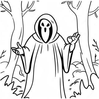 Pagina Da Colorare Di Ghostface In Una Foresta Spettrale 67886-14849