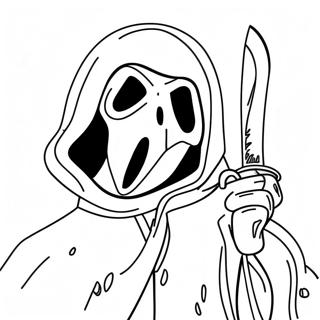 Pagina Da Colorare Di Ghostface Con Un Coltello Insanguinato 67889-14864