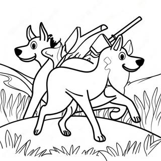 Pagina Da Colorare Di Cani Da Caccia Colorati In Azione 69034-15124