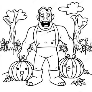 Pagina Da Colorare Di Frankenstein Amichevole In Un Campo Di Zucche 72060-15903