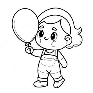Ragazza Dolce Con Un Palloncino Pagina Da Colorare 72085 15917