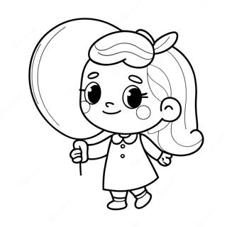 Ragazza Dolce Con Un Palloncino Pagina Da Colorare 72085 15918