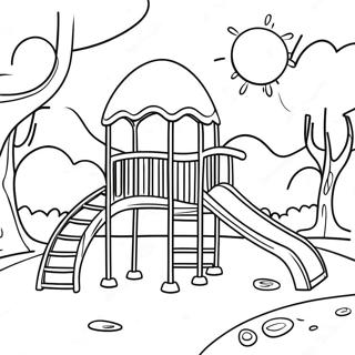 Pagina Da Colorare Della Scena Colorata Del Parco Giochi 72362-16131