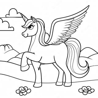 Pagina Da Colorare Alicorno Fantastico In Un Paesaggio Arcobaleno 73113 16717
