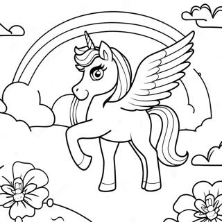 Pagina Da Colorare Alicorno Fantastico In Un Paesaggio Arcobaleno 73113 16719