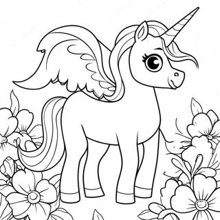 Pagina Da Colorare Alicorno Elegante Tra I Fiori 73114 16722