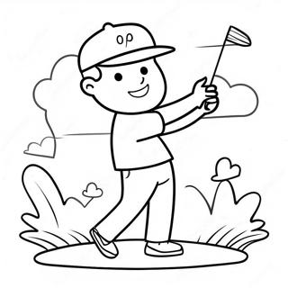 Pagina Da Colorare Di Un Golfista Felice Che Swinga Il Bastone 73163 16755