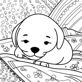 Pagina Da Colorare Di Un Cucciolo Sonnolento Su Una Coperta 73524-17041