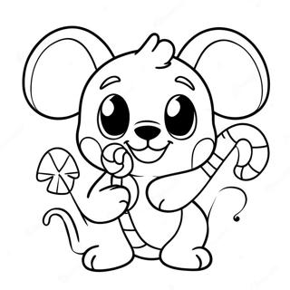 Pagina Da Colorare Di Stitch Festivo Che Tiene Una Caramella 73781-17242