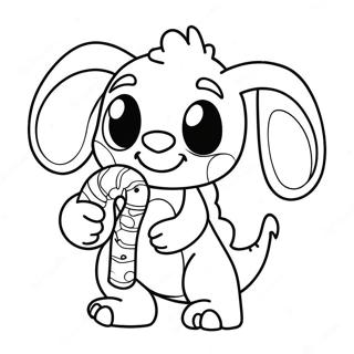 Pagina Da Colorare Di Stitch Festivo Che Tiene Una Caramella 73781-17244