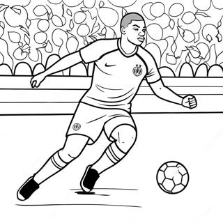 Pagina Da Colorare Di Mbappe Che Dribbla Il Pallone 73984-17389
