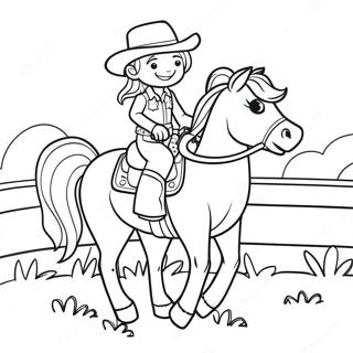 Cowgirl Carina Che Cavalca Un Cavallo Pagina Da Colorare 76320-19209