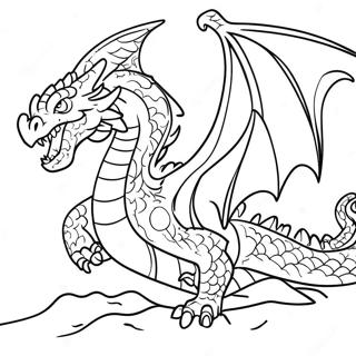 Pagina Da Colorare Scena Di Battaglia Con Drago Ferocce 77864-20404