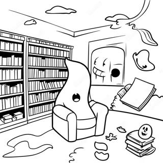 Biblioteca Spettrale Con Fantasmi Pagina Da Colorare 78483-20881