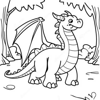 Pagina Da Colorare Di Un Drago Misterioso Nella Foresta 78559-20935