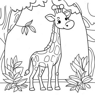 Giraffa Gentile Che Mangia Foglie Pagina Da Colorare 79102 21363