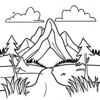 Pagina Da Colorare Di Un Paesaggio Montano Delicato 79180-21424