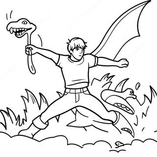 Pagina Da Colorare Di Percy Jackson Che Combatte I Mostri 80185-22192